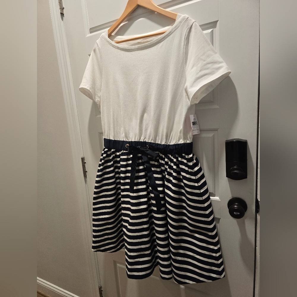 Kate Spade White and Navy Asymmetrical Dress